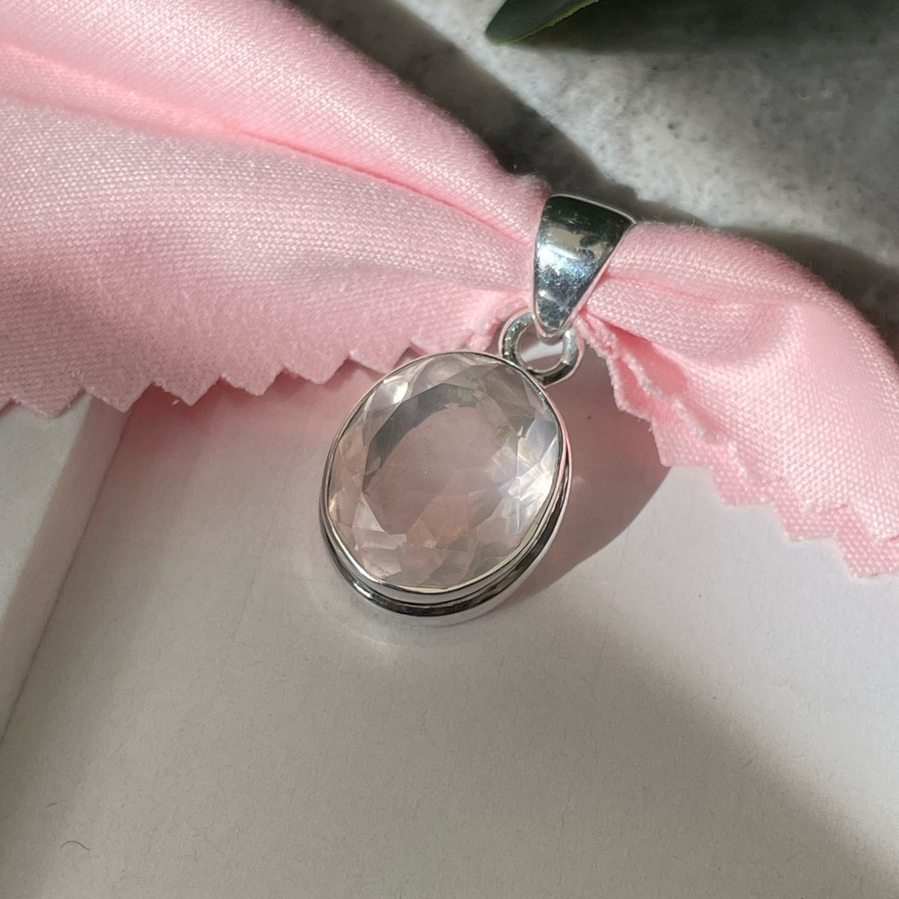 925 Sterling Silver, Natural Rose Quartz Pendent!! VIBES, Handmade!! - Picture 3 of 12